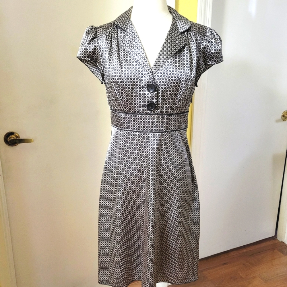 Vintage Studio Y Beautiful Satin Dress with Puffed Sleeve size 5